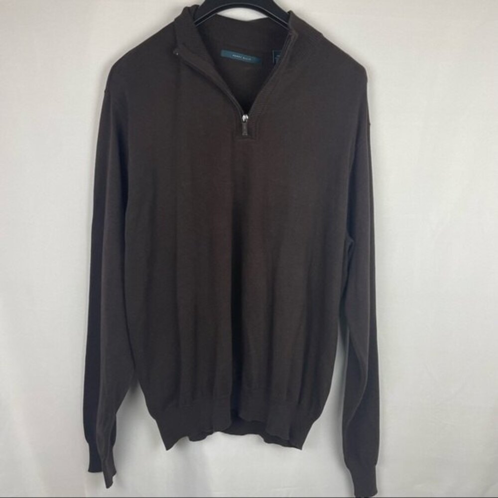 Perry Ellis Men's dark brown principles 1/4 zipper sweater NEW XXL